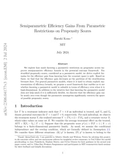 Semiparametric Efficiency Gains From Parametric Restrictions on
  Propensity Scores