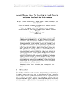 An ASR-Based Tutor for Learning to Read: How to Optimize Feedback to
  First Graders