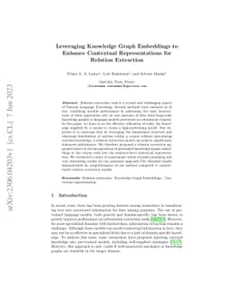 Leveraging Knowledge Graph Embeddings to Enhance Contextual
  Representations for Relation Extraction