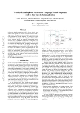 Transfer Learning from Pre-trained Language Models Improves End-to-End
  Speech Summarization