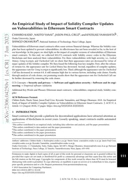An Empirical Study of Impact of Solidity Compiler Updates on
  Vulnerabilities in Ethereum Smart Contracts