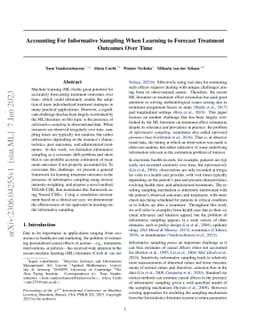 Accounting For Informative Sampling When Learning to Forecast Treatment
  Outcomes Over Time