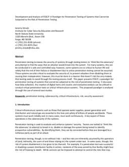 Development and Analysis of P2SCP: A Paradigm for Penetration Testing of
  Systems that Cannot be Subjected to the Risk of Penetration Testing