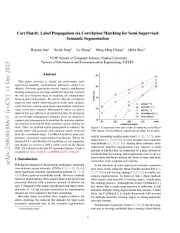 CorrMatch: Label Propagation via Correlation Matching for
  Semi-Supervised Semantic Segmentation
