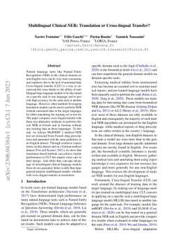 Multilingual Clinical NER: Translation or Cross-lingual Transfer?