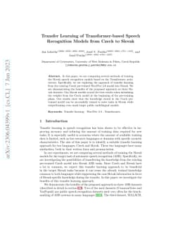 Transfer Learning of Transformer-based Speech Recognition Models from
  Czech to Slovak