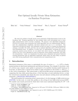 Fast Optimal Locally Private Mean Estimation via Random Projections