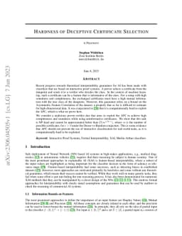 Hardness of Deceptive Certificate Selection