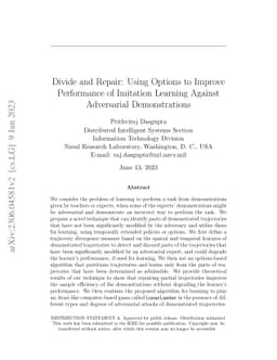 Divide and Repair: Using Options to Improve Performance of Imitation
  Learning Against Adversarial Demonstrations