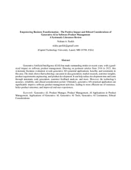 Empowering Business Transformation: The Positive Impact and Ethical
  Considerations of Generative AI in Software Product Management -- A
  Systematic Literature Review