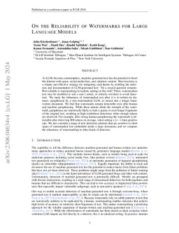 On the Reliability of Watermarks for Large Language Models
