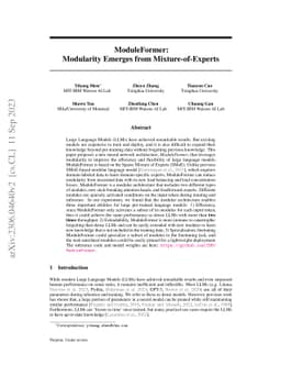 ModuleFormer: Modularity Emerges from Mixture-of-Experts