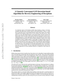 A Linearly Convergent GAN Inversion-based Algorithm for Reverse
  Engineering of Deceptions