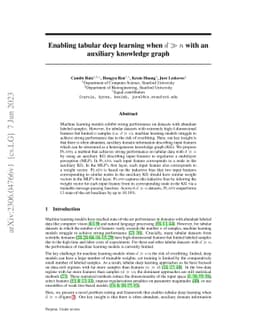 Enabling tabular deep learning when $d \gg n$ with an auxiliary
  knowledge graph