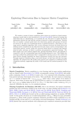Exploiting Observation Bias to Improve Matrix Completion