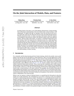 On the Joint Interaction of Models, Data, and Features