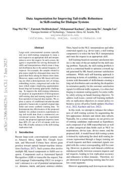 Data Augmentation for Improving Tail-traffic Robustness in Skill-routing
  for Dialogue Systems