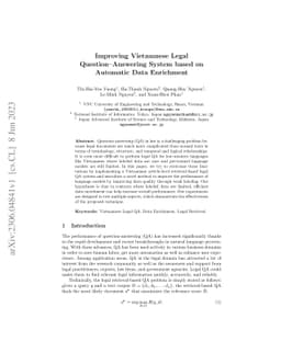 Improving Vietnamese Legal Question--Answering System based on Automatic
  Data Enrichment