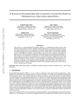 A Bayesian Framework for learning governing Partial Differential
  Equation from Data