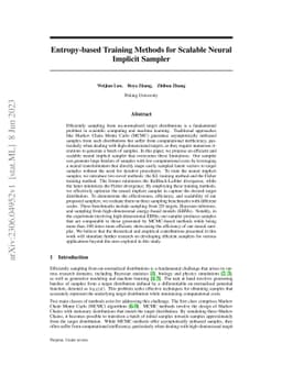 Entropy-based Training Methods for Scalable Neural Implicit Sampler