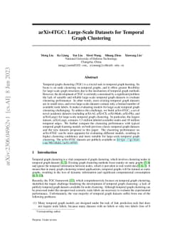 arXiv4TGC: Large-Scale Datasets for Temporal Graph Clustering