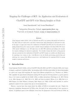 Mapping the Challenges of HCI: An Application and Evaluation of ChatGPT
  and GPT-4 for Mining Insights at Scale
