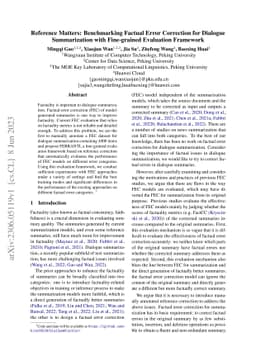 Reference Matters: Benchmarking Factual Error Correction for Dialogue
  Summarization with Fine-grained Evaluation Framework