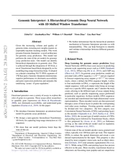 Genomic Interpreter: A Hierarchical Genomic Deep Neural Network with 1D
  Shifted Window Transformer