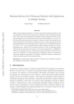 Bayesian Inference for $k$-Monotone Densities with Applications to
  Multiple Testing