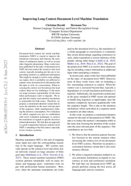 Improving Long Context Document-Level Machine Translation