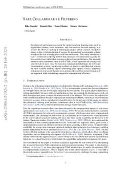 Safe Collaborative Filtering