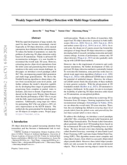 Weakly Supervised 3D Object Detection with Multi-Stage Generalization