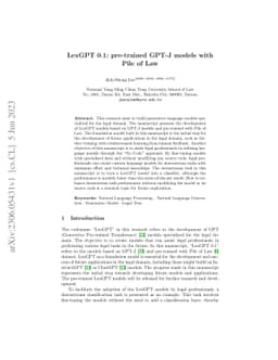 LexGPT 0.1: pre-trained GPT-J models with Pile of Law