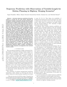 Trajectory Prediction with Observations of Variable-Length for Motion
  Planning in Highway Merging scenarios