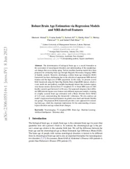 Robust Brain Age Estimation via Regression Models and MRI-derived
  Features