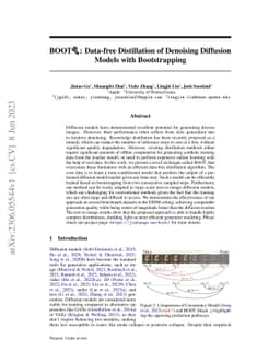BOOT: Data-free Distillation of Denoising Diffusion Models with
  Bootstrapping