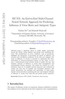 MC-NN: An End-to-End Multi-Channel Neural Network Approach for
  Predicting Influenza A Virus Hosts and Antigenic Types