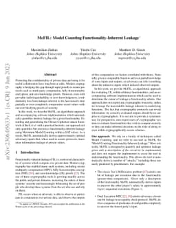 McFIL: Model Counting Functionality-Inherent Leakage
