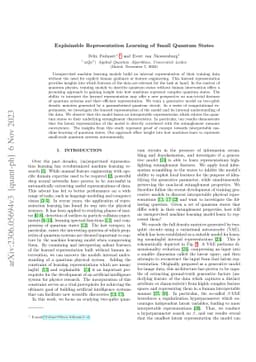 Explainable Representation Learning of Small Quantum States