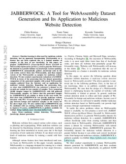 JABBERWOCK: A Tool for WebAssembly Dataset Generation and Its
  Application to Malicious Website Detection