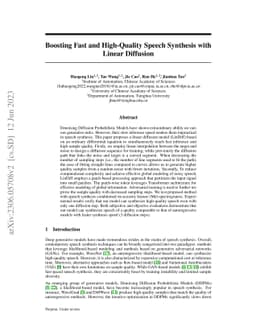 Boosting Fast and High-Quality Speech Synthesis with Linear Diffusion