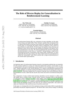 The Role of Diverse Replay for Generalisation in Reinforcement Learning