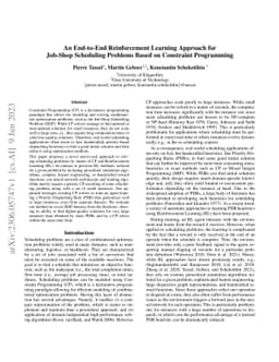 An End-to-End Reinforcement Learning Approach for Job-Shop Scheduling
  Problems Based on Constraint Programming