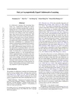 Fair yet Asymptotically Equal Collaborative Learning