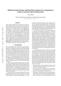 Efficient Encoder-Decoder and Dual-Path Conformer for Comprehensive
  Feature Learning in Speech Enhancement