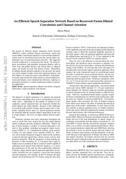 An Efficient Speech Separation Network Based on Recurrent Fusion Dilated
  Convolution and Channel Attention