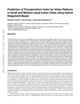 Prediction of Transportation Index for Urban Patterns in Small and
  Medium-sized Indian Cities using Hybrid RidgeGAN Model