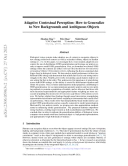 Adaptive Contextual Perception: How to Generalize to New Backgrounds and
  Ambiguous Objects
