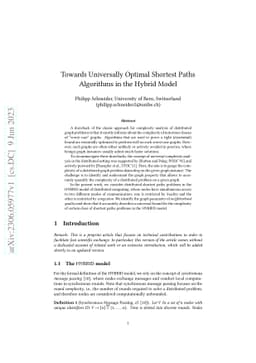 Towards Universally Optimal Shortest Paths Algorithms in the Hybrid
  Model