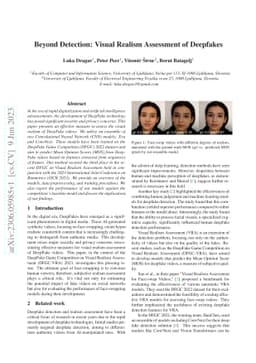 Beyond Detection: Visual Realism Assessment of Deepfakes